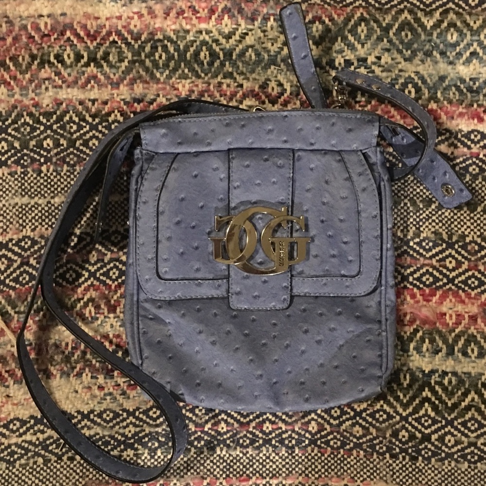 GUESS Cornflower Blue Ostrich Print Bag